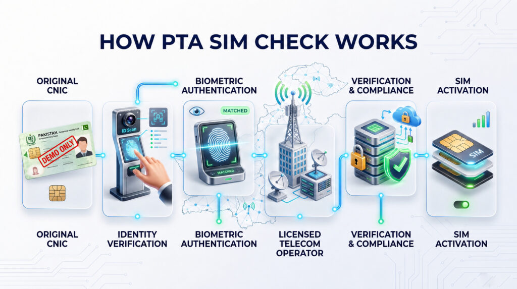 How PTA SIM Check works in Pakistan with CNIC verification and biometric authentication