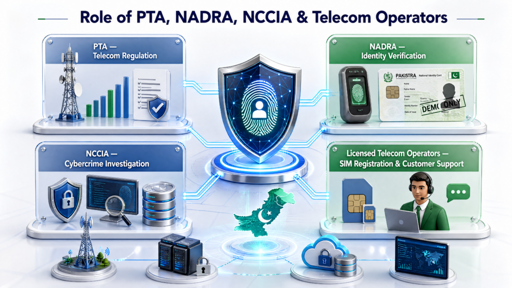 Role of PTA, NADRA, NCCIA and licensed telecom operators in SIM verification in Pakistan
