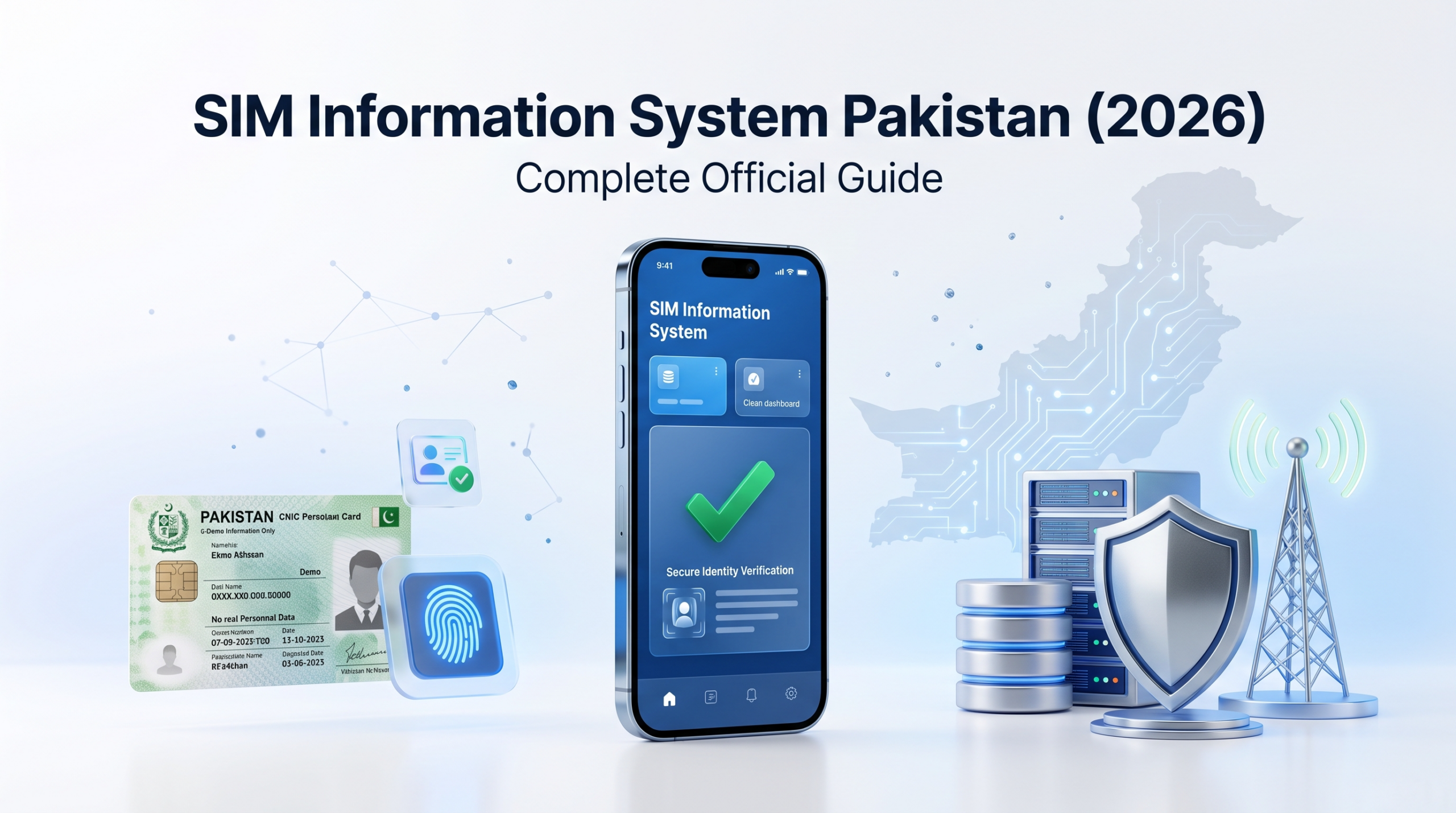SIM Information System Pakistan 2026 official guide showing secure SIM verification, biometric authentication, CNIC verification, telecom security and mobile identity protection.