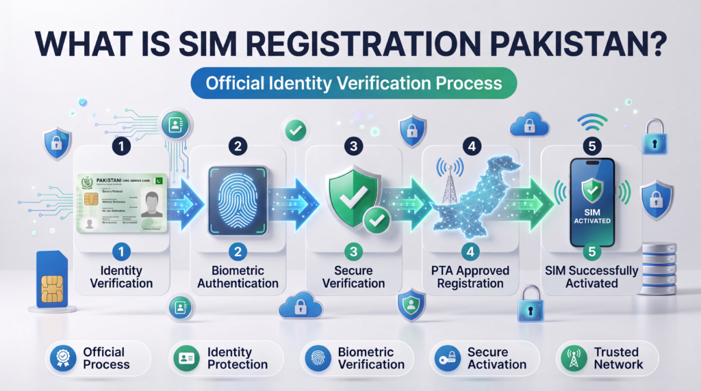 What is SIM Registration Pakistan official identity verification process with biometric authentication and PTA approved SIM activation