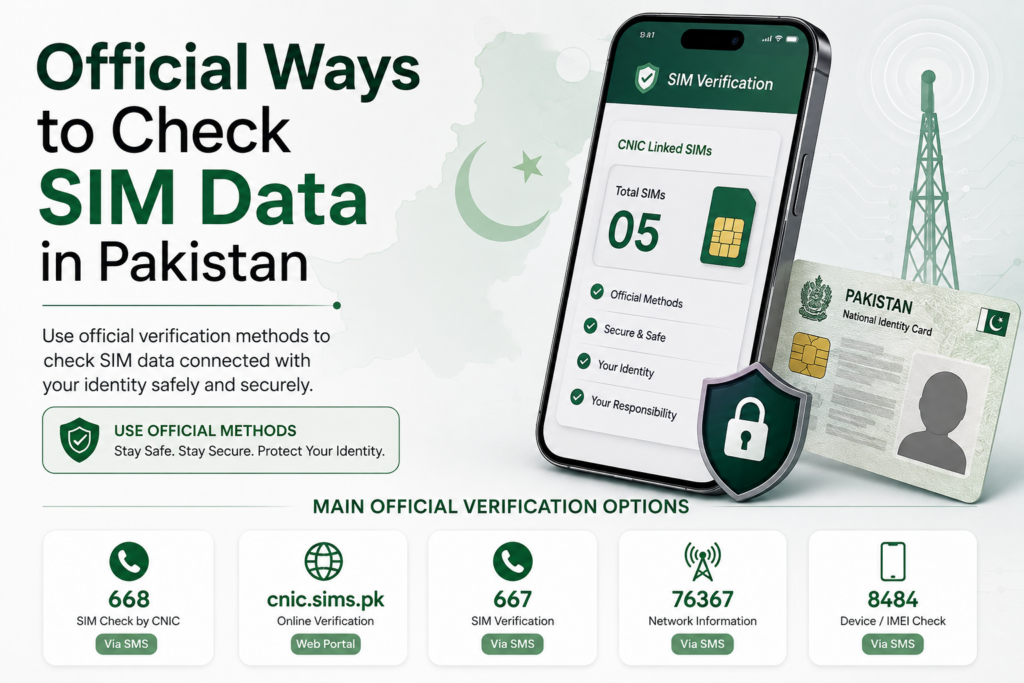 Official ways to check SIM Data in Pakistan