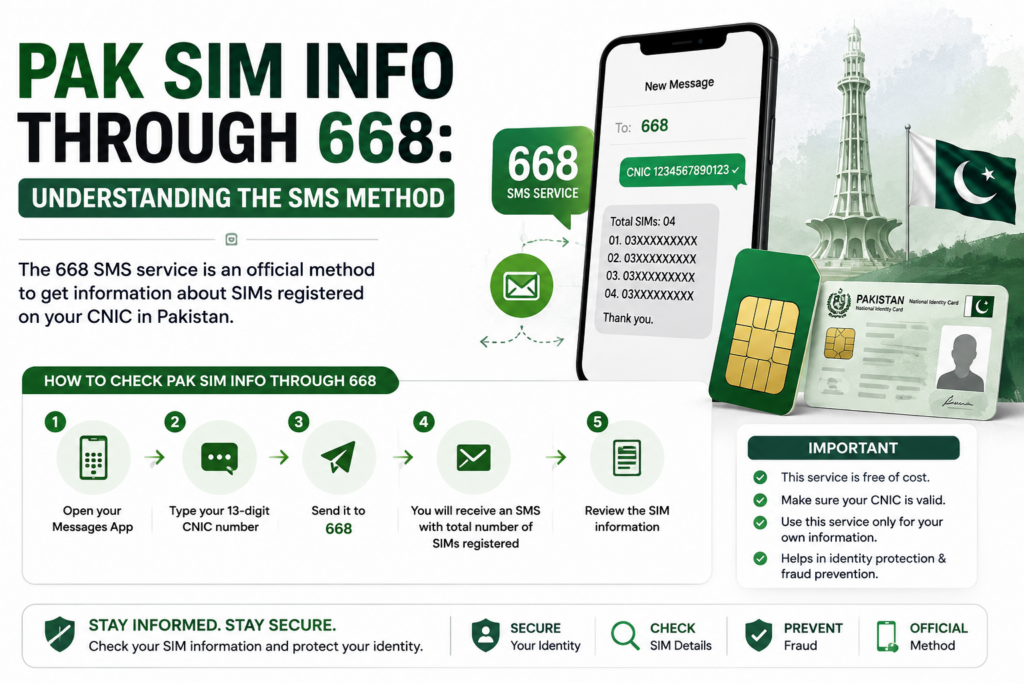 Pak SIM Info through 668 SMS method in Pakistan